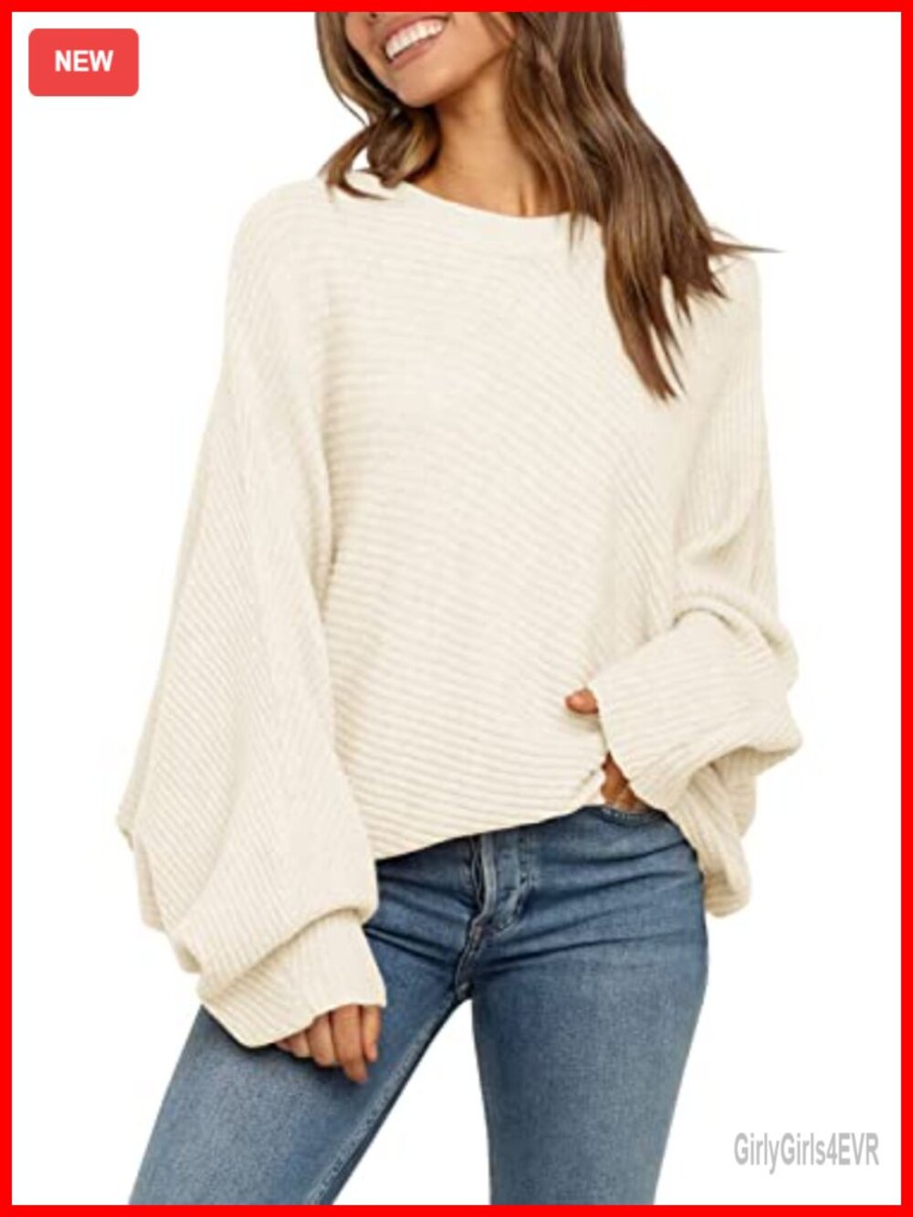 Women's Oversized Sweater Crew Neck Long Sleeve Pullover Jumper
